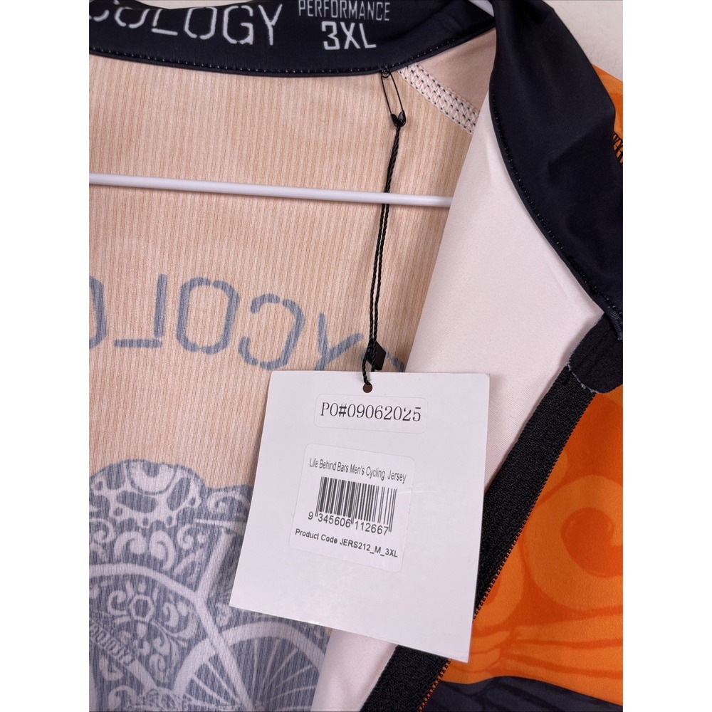 Cycology Life Behind Bars Mens Cycling Jersey 3XL Orange Short Sleeve JERS212_M - Picture 6 of 7